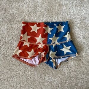 Red and Blue Star Spandex Shorts